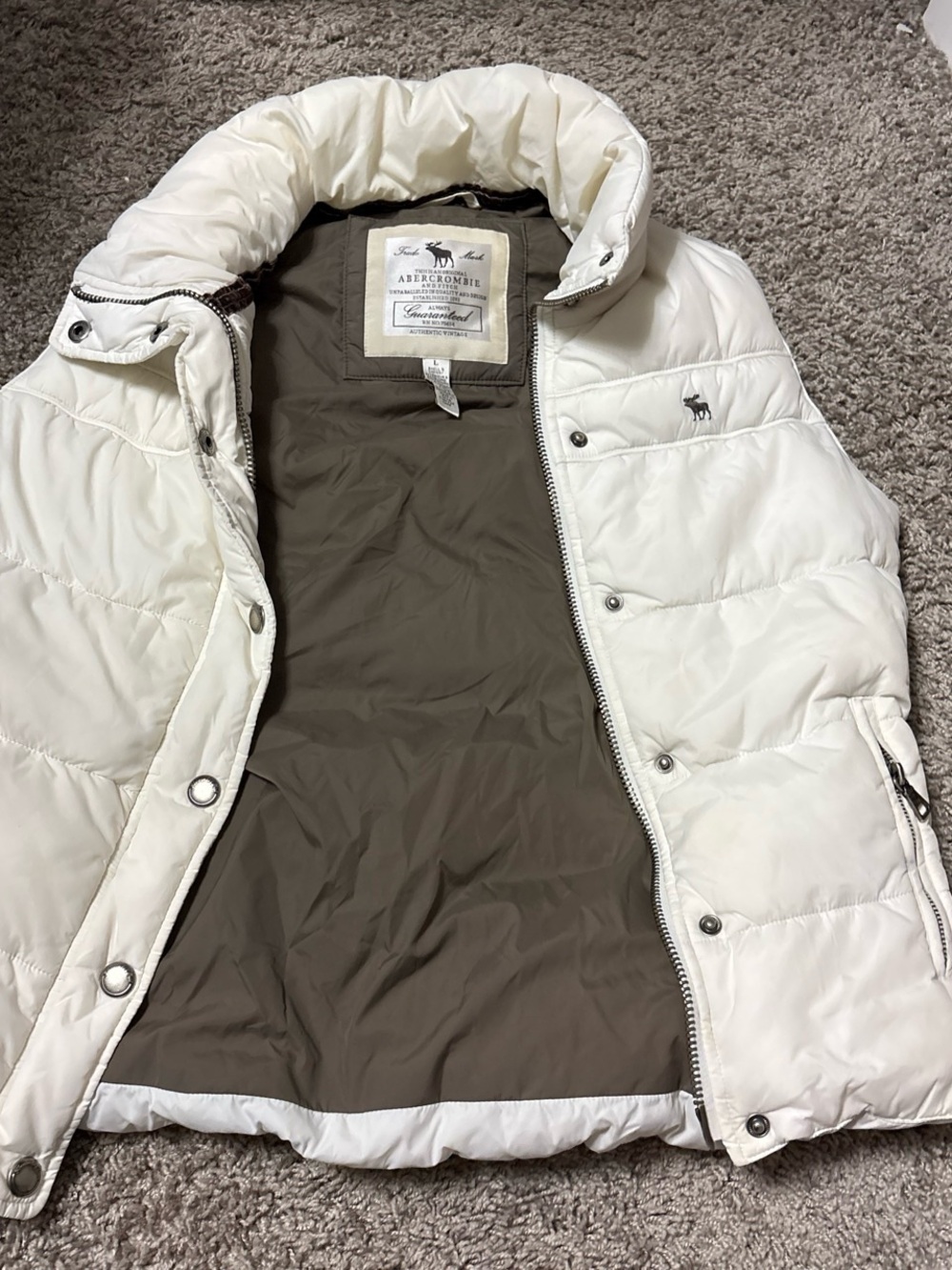 Abercrombie & Fitch Cream Quilted Puffer Jacket